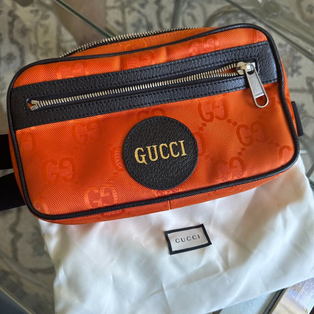 Gucci Nylon monogram off the grid belt bag - ORANGE